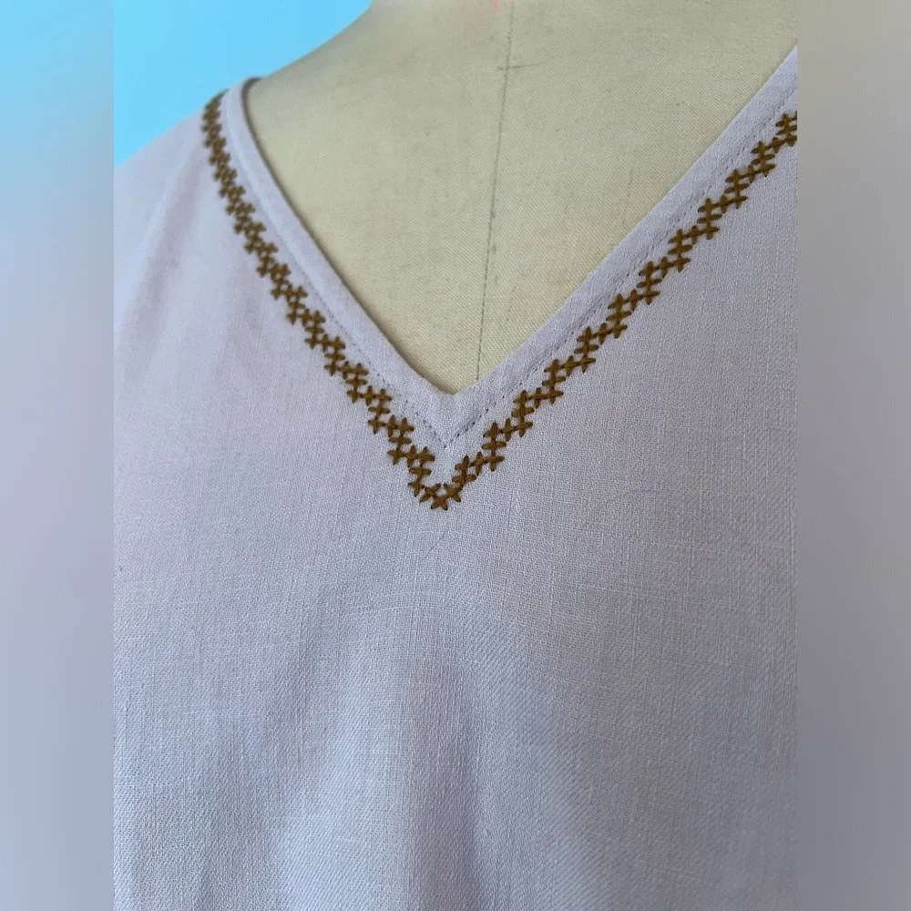 NWOT Madewell Petite Embroidered-Sleeve Popover Midi Dress - Medium - Lavender - Picture 8 of 10